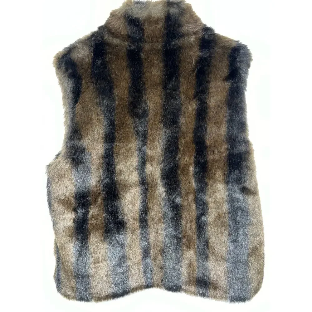 NWOT Coaco New York Faux Mink Fur Vest Reversible M